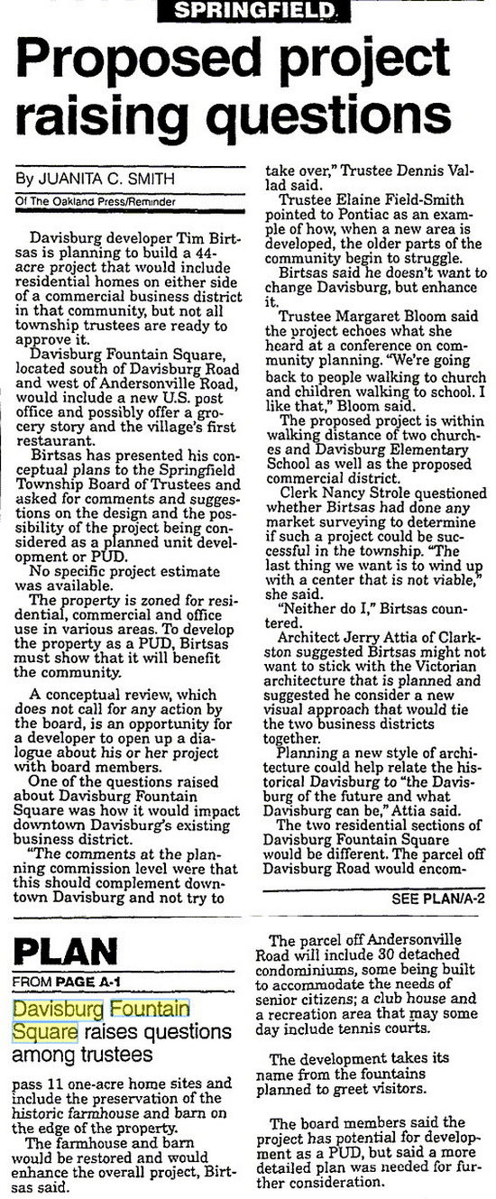 Fountain Square - Dec 1995 Article On Development